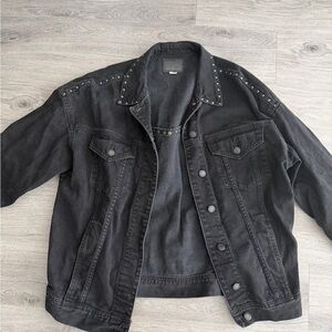 American Eagle AE Moto Black Denim Jean Jacket